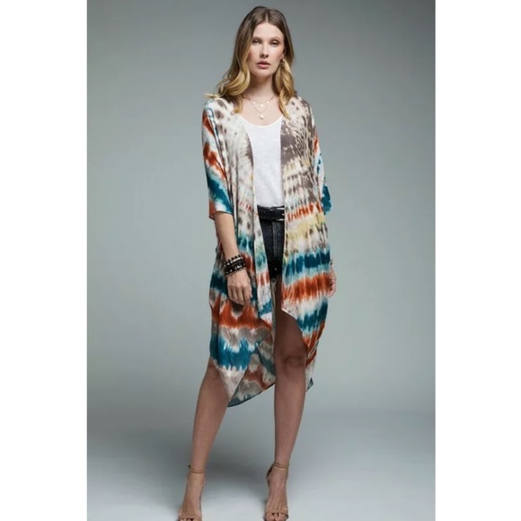 SOLD OUT Coachella Tie Dye Bohemian Kimono Open Wrap - Picture 3 of 6